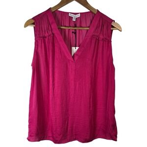 Maison d'Amelie Paris Pink Sleeveless V Neck Blouse Top Size S
